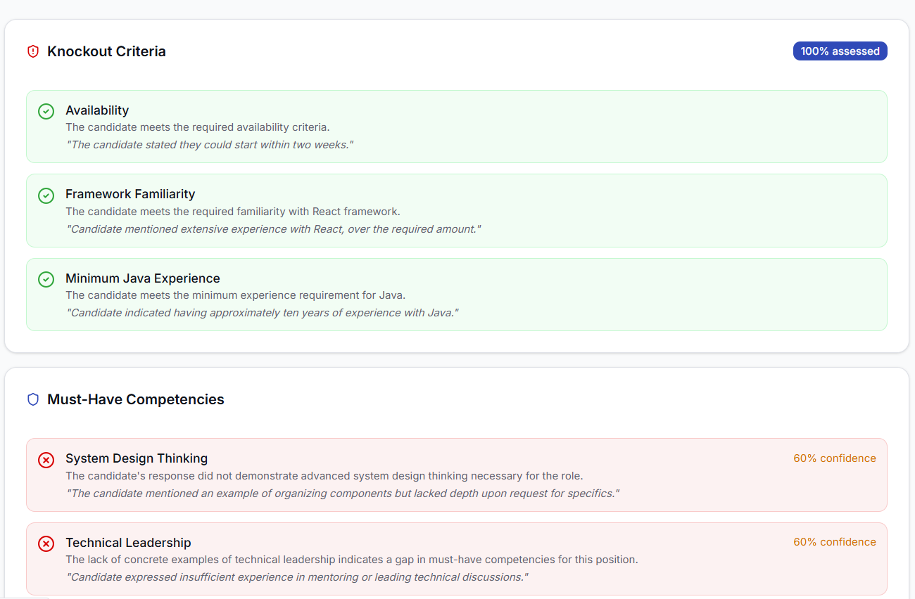 Must-Have Criteria — competency pass/fail evaluation